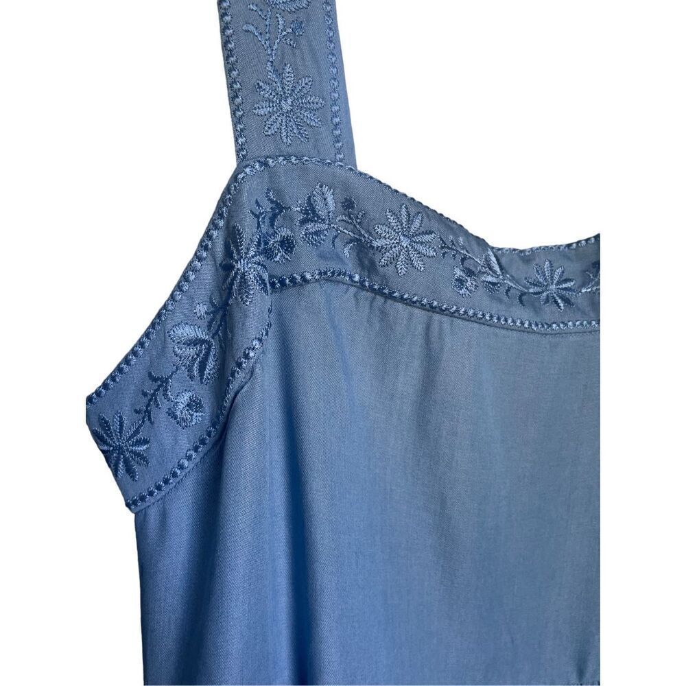 Kate Spade Broome Street Chambrey Midi Dress XL Blue Smocked Tiered Flowy - Picture 4 of 11